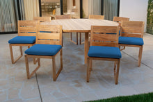 9 pc Venice Teak Armless Dining Set with 72" Round Dining Table