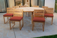 9 pc Venice Teak Armless Dining Set with 72" Round Dining Table