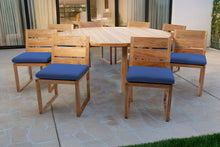 9 pc Venice Teak Armless Dining Set with 72" Round Dining Table