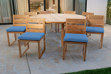 9 pc Venice Teak Armless Dining Set with 72" Round Dining Table