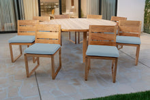9 pc Venice Teak Armless Dining Set with 72" Round Dining Table