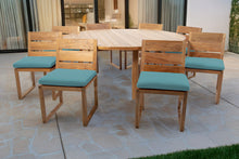 9 pc Venice Teak Armless Dining Set with 72" Round Dining Table