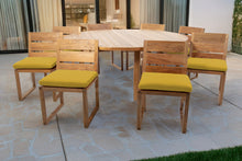 9 pc Venice Teak Armless Dining Set with 72" Round Dining Table