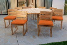 9 pc Venice Teak Armless Dining Set with 72" Round Dining Table