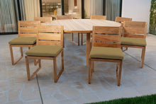 9 pc Venice Teak Armless Dining Set with 72" Round Dining Table