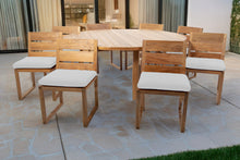 9 pc Venice Teak Armless Dining Set with 72" Round Dining Table