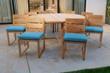 9 pc Venice Teak Armless Dining Set with 72" Round Dining Table