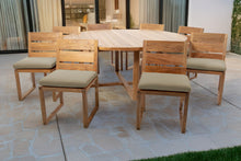 9 pc Venice Teak Armless Dining Set with 72" Round Dining Table