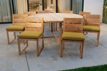 9 pc Venice Teak Armless Dining Set with 72" Round Dining Table