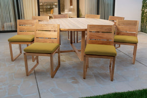 9 pc Venice Teak Armless Dining Set with 72" Round Dining Table