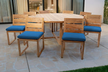 9 pc Venice Teak Armless Dining Set with 72" Round Dining Table