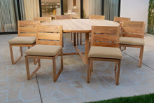 9 pc Venice Teak Armless Dining Set with 72" Round Dining Table