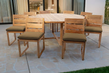9 pc Venice Teak Armless Dining Set with 72" Round Dining Table