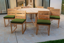 9 pc Venice Teak Armless Dining Set with 72" Round Dining Table