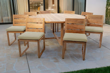 9 pc Venice Teak Armless Dining Set with 72" Round Dining Table