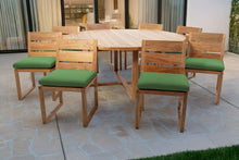 9 pc Venice Teak Armless Dining Set with 72" Round Dining Table
