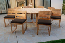 9 pc Venice Teak Armless Dining Set with 72" Round Dining Table