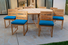 9 pc Venice Teak Armless Dining Set with 72" Round Dining Table