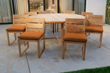 9 pc Venice Teak Armless Dining Set with 72" Round Dining Table