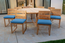 9 pc Venice Teak Armless Dining Set with 72" Round Dining Table