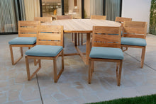 9 pc Venice Teak Armless Dining Set with 72" Round Dining Table