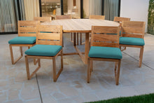 9 pc Venice Teak Armless Dining Set with 72" Round Dining Table