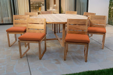 9 pc Venice Teak Armless Dining Set with 72" Round Dining Table