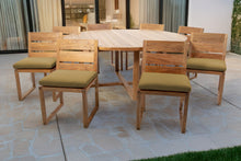 9 pc Venice Teak Armless Dining Set with 72" Round Dining Table