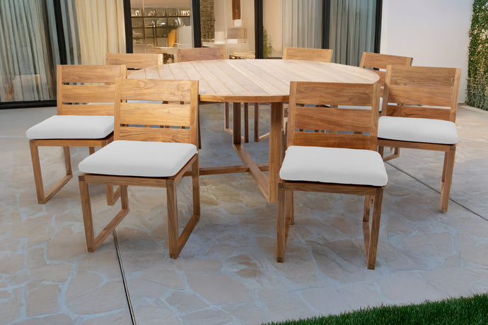 9 pc Venice Teak Armless Dining Set with 72