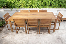 9 pc Venice Teak Dining Set with 84" Rectangular Dining Table - 2x Arm + 6x Armless