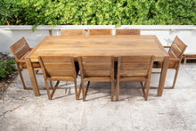 9 pc Venice Teak Dining Set with 84" Rectangular Dining Table - 2x Arm + 6x Armless