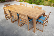 9 pc Venice Teak Arm Dining Set with 95" Rectangular Dining Table