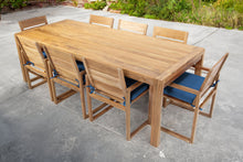 9 pc Venice Teak Arm Dining Set with 95" Rectangular Dining Table