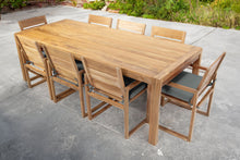 9 pc Venice Teak Arm Dining Set with 95" Rectangular Dining Table