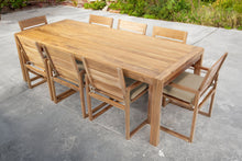 9 pc Venice Teak Arm Dining Set with 95" Rectangular Dining Table
