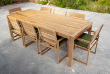 9 pc Venice Teak Arm Dining Set with 95" Rectangular Dining Table