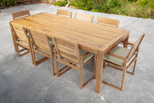 9 pc Venice Teak Arm Dining Set with 95" Rectangular Dining Table
