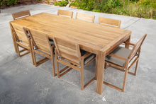 9 pc Venice Teak Arm Dining Set with 95" Rectangular Dining Table