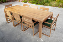 9 pc Venice Teak Arm Dining Set with 95" Rectangular Dining Table
