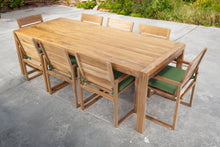 9 pc Venice Teak Arm Dining Set with 95" Rectangular Dining Table