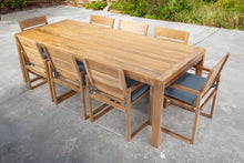 9 pc Venice Teak Arm Dining Set with 95" Rectangular Dining Table