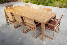 9 pc Venice Teak Arm Dining Set with 95" Rectangular Dining Table