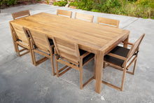 9 pc Venice Teak Arm Dining Set with 95" Rectangular Dining Table