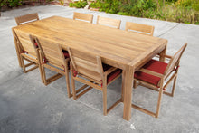 9 pc Venice Teak Arm Dining Set with 95" Rectangular Dining Table