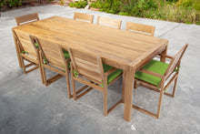 9 pc Venice Teak Arm Dining Set with 95" Rectangular Dining Table