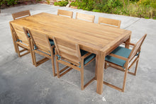 9 pc Venice Teak Arm Dining Set with 95" Rectangular Dining Table
