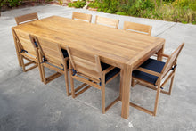 9 pc Venice Teak Arm Dining Set with 95" Rectangular Dining Table