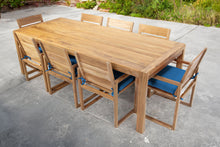 9 pc Venice Teak Arm Dining Set with 95" Rectangular Dining Table
