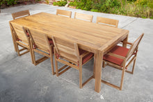 9 pc Venice Teak Arm Dining Set with 95" Rectangular Dining Table