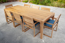 9 pc Venice Teak Arm Dining Set with 95" Rectangular Dining Table